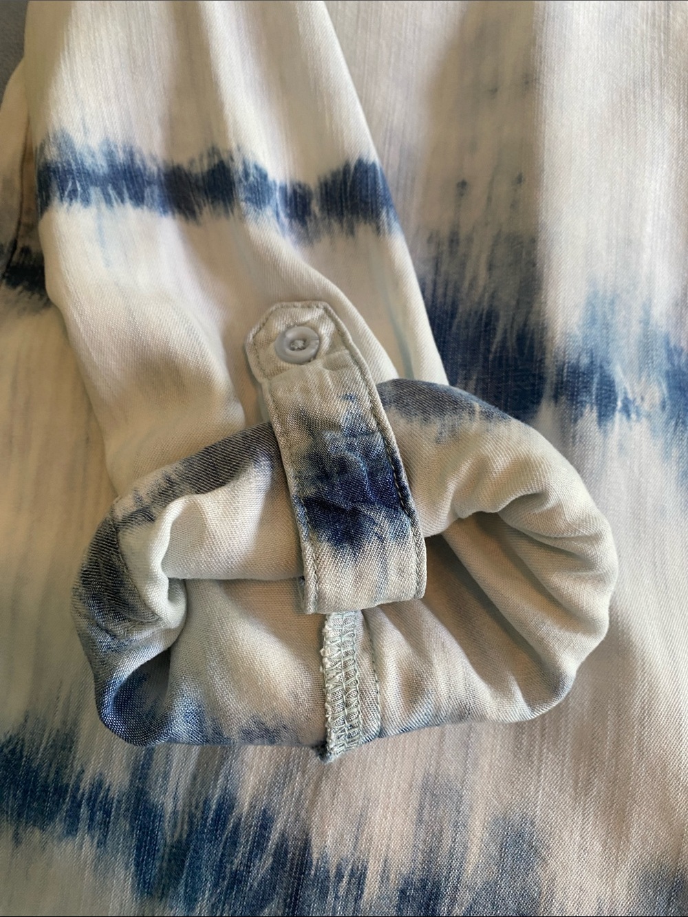 Side Stitch Light Blue and Navy Tie-Dye Button Down Shirt - Picture 5 of 5